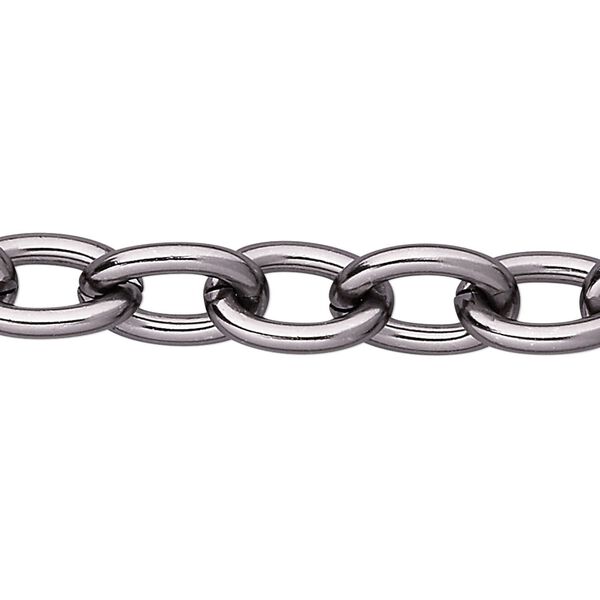 Chain, anodized aluminum, gunmetal, 11mm cable. Sold per pkg of 5 feet. image number 0