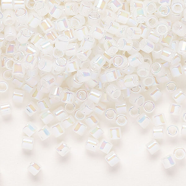 Seed bead, Delica®, glass, pkg/250g, #8 round, opaque rainbow opal (DBL-0222). image number 0