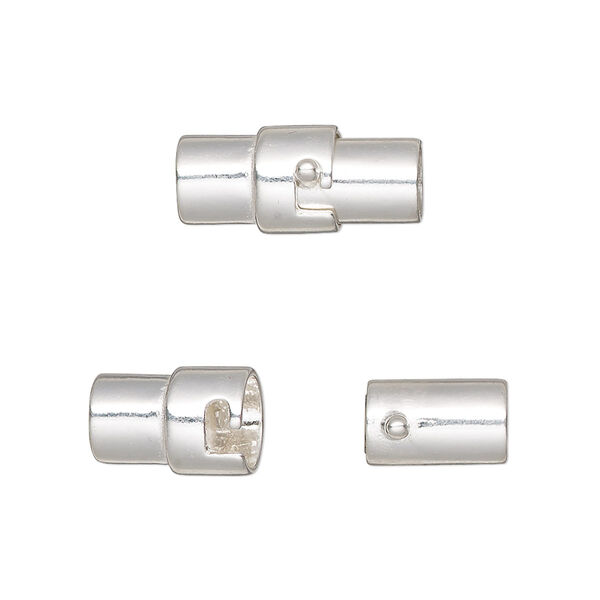 Clasp, magnetic, sterling silver, 17.5x8mm round tube with glue-in ends. Sold individually. image number 0