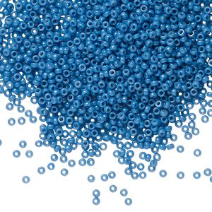 Seed bead, Miyuki, glass, pkg/250g, #15 rocaille, Duracoat® opaque outside dyed juniper, (RR-4485).