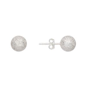 Earstud, sterling silver, 8mm stardust ball with post. Sold per pair.