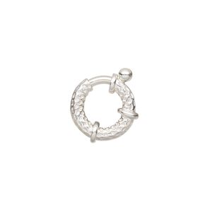 Springring 1pkg1 sterling silver, 14mm dotted, clasp 1-strand