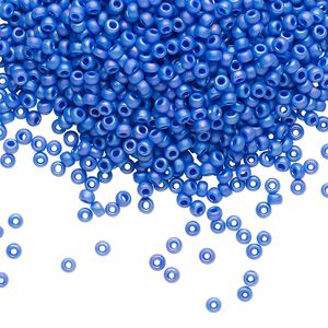 Seed bead, Miyuki, glass, pkg/25g, #11 rocaille, opaque matte rainbow cyan blue, (RR-417FR).