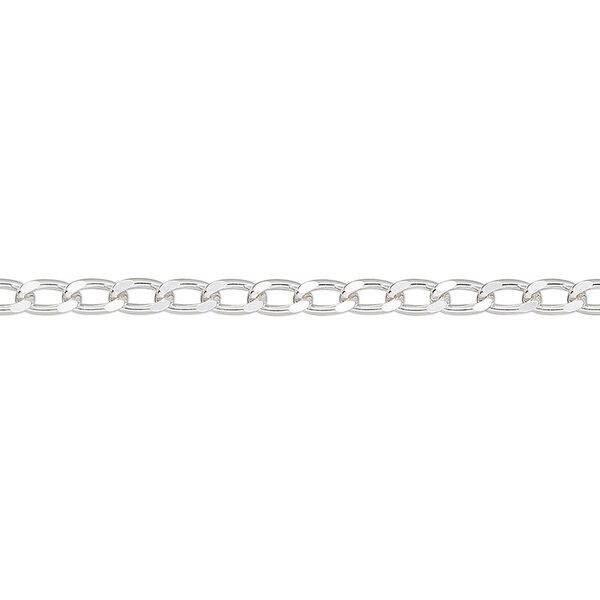 Chain, sterling silver, 2.8mm diamond-cut long curb. Sold per 50-foot spool. image number 0