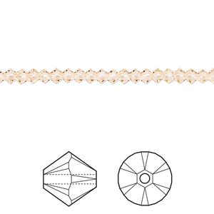 Bead 144pk light peach, Crystal Passions® 3mm bicone 5328