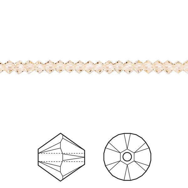 Bead 144pk light peach, Crystal Passions® 3mm bicone 5328 image number 0