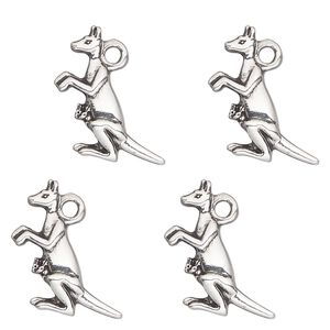 Charm, antique silver-finished "pewter" (zinc-based alloy) , 18x14mm single-sided kangaroo. Sold per pkg of 4.