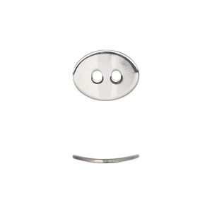 Button, stainless steel, 13.5x10.5mm 2-sided slightly curved oval. Sold per pkg of 6.