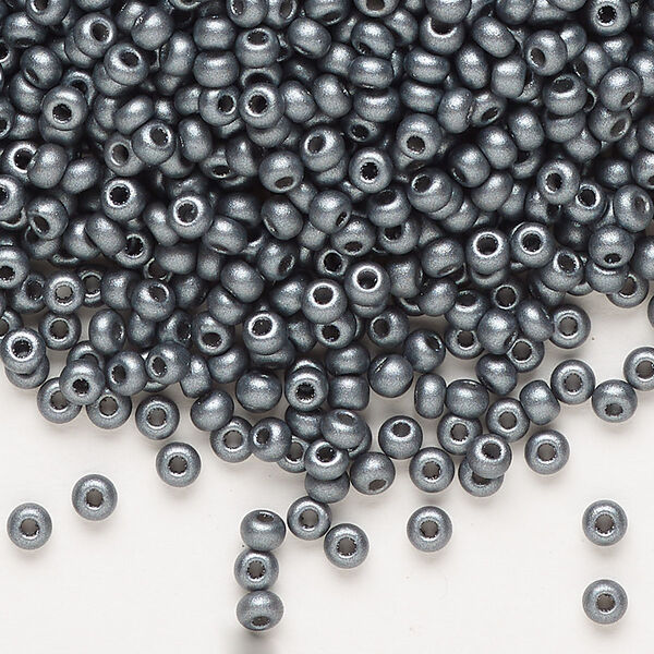Seed bead, Preciosa Ornela Czech glass, pkg/50g, #8 rocaille, opaque PermaLux dyed black chalkwhite, (22022). image number 0