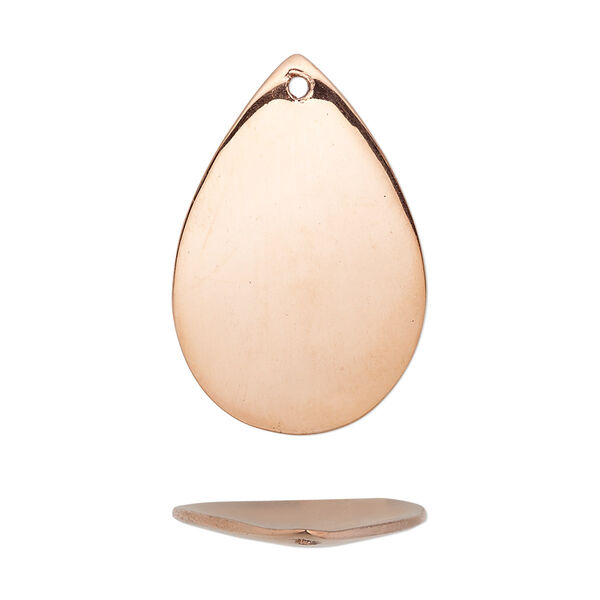 Drop, copper, 29x19mm smooth curved teardrop. Sold individually. image number 0