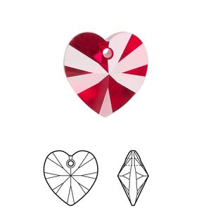 Drop 2pk Siam, Crystal Passions® 18mm pendant heart 6228