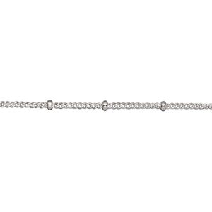Chain 1pkg1 silver-plated curb, 1.3mm / 2x1mm rondelle, brass 5 foot unfinished