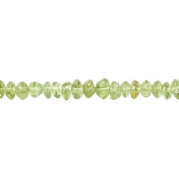 Bead, peridot (natural), 4x2mm-6x3mm hand-cut rondelle, B- grade, Mohs hardness 6-1/2 to 7. Sold per 15-1/2" to 16" strand. image number 0