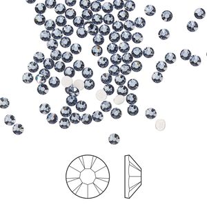 Flat back 144pk denim blue foil back, Preciosa MAXIMA Czech crystal hotfix rhinestone 2.3-2.5mm chaton rose round SS8