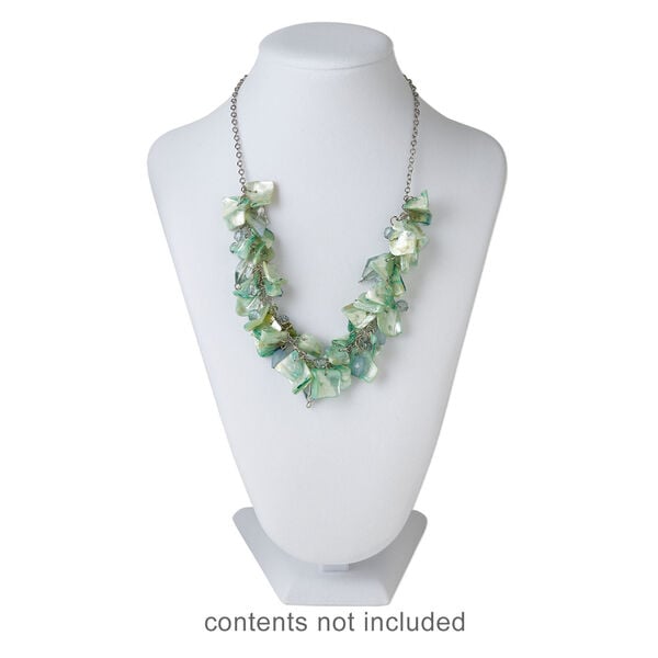 Display, necklace, velveteen and steel, white, 11 x 7-1/4 x 6 inches. Sold individually. image number 3