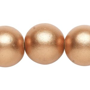 Bead, painted Taiwanese cheesewood (coated), metallic copper, 19-20mm round. Sold per 15-1/2" to 16" strand.