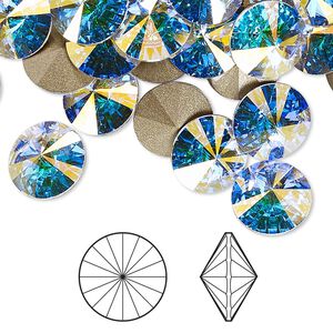 Chaton 288pk crystal AB foil back, Swarovski® 10.54-10.91mm rivoli SS47 1122
