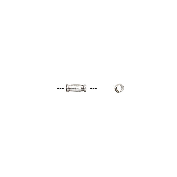 Bead, Hill Tribes, antiqued sterling silver, 5x2mm round tube. Sold per pkg of 10. image number 0