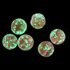 Bead, lampworked glass, clear / purple / glow-in-the-dark / gold, 10mm round. Sold per pkg of 6. image number 1