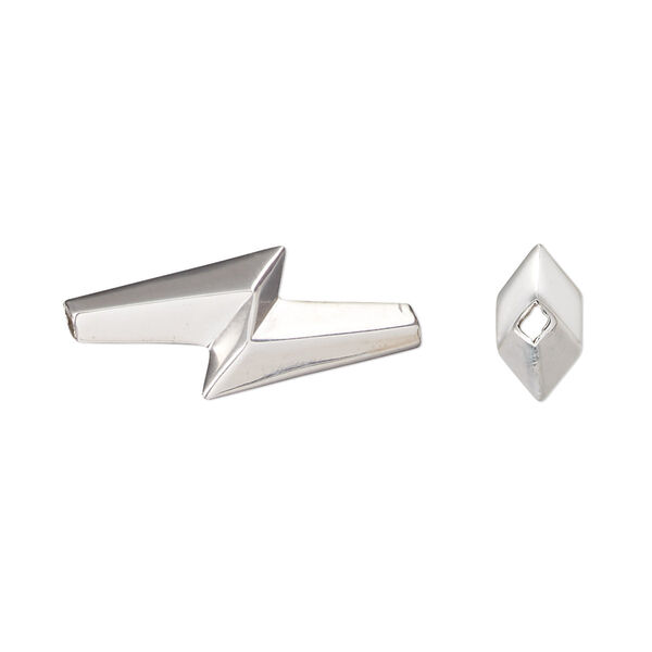 Bead, sterling silver, 23.5x9mm lightning bolt. Sold individually. image number 0