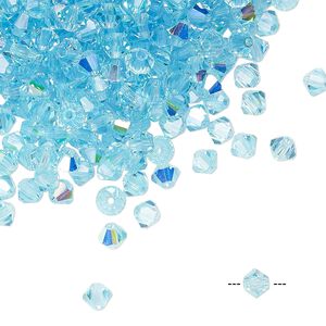 Bead 48pk aqua bohemica AB, Preciosa Czech crystal 4mm bicone