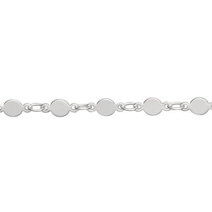 Chain 1pkg1 silver-plated mirror, 4mm, brass 5 foot unfinished