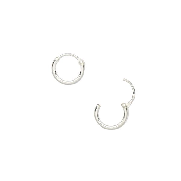 Earring hoop 1pkg8 sterling silver, 8mm round / endless loop, 4 pair image number 0