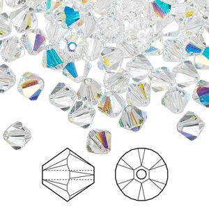 Bead 144pk crystal AB, Crystal Passions® 6mm bicone 5328