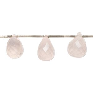Rose quartz 1pkg11, hand-cut top-drilled micro-faceted briolette bead natural graduated 9x6mm-14x9mm