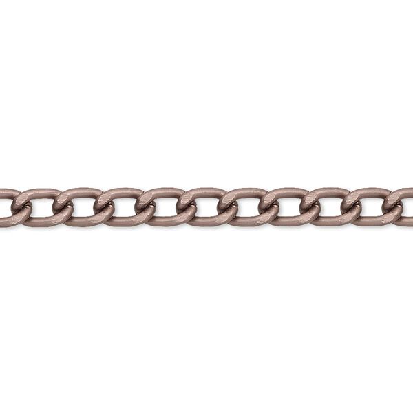 Chain, anodized aluminum, antique copper, 4mm curb. Sold per pkg of 5 feet. image number 0