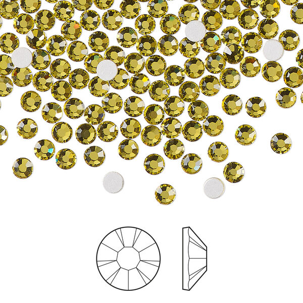 Flat back 144pk acid yellow foil back, Preciosa MAXIMA Czech crystal rhinestone 3-3.2mm chaton rose round SS12 image number 0