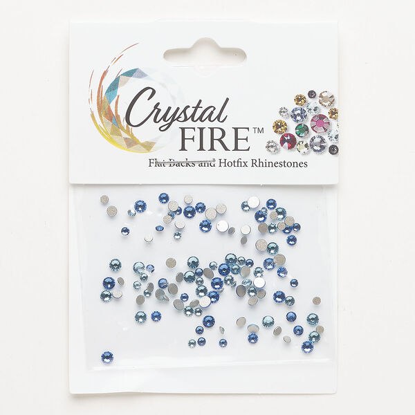 Flat back mix 1pkg120 aquamarine and sapphire foil back, Crystal FIRE®, 1.70-2.70mm round SS5 / SS7 / SS9 image number 0