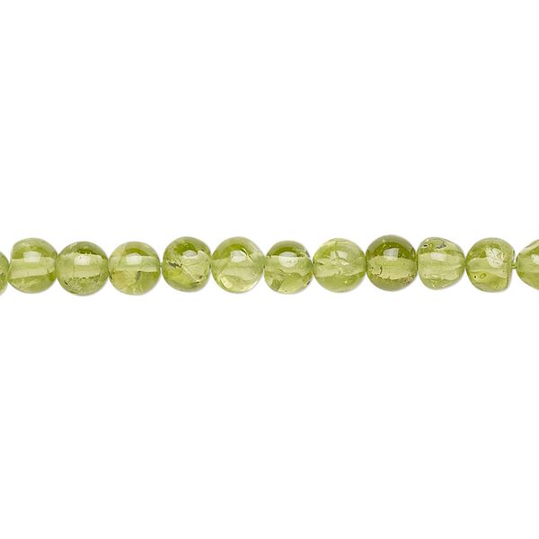 Peridot 1pkg1, hand-cut uneven round bead natural 13 inch 4-5mm image number 0
