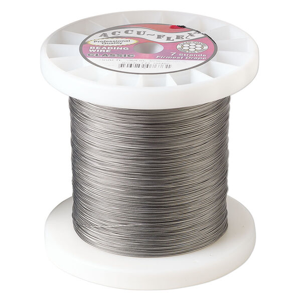 Beading wire, Accu-flex®, nylon and stainless steel, clear, 7 strand, 0.019-inch diameter. Sold per 1,000 ft spool. image number 0