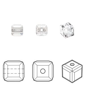 Bead 144pk crystal, Swarovski® 6mm cube 5601