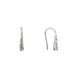 Ear wire fishhook 1pkg2 sterling silver, 13mm textured design, 20 gauge antiqued 1 pair