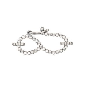 Clasp S-hook 1pkg1 sterling silver, 26x13.5mm dot / safety latch / 6mm 14 gauge closed jump ring, antiqued 1-strand
