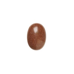 Cabochon, brown goldstone (glass) (man-made), 14x10mm calibrated oval. Sold per pkg of 4.