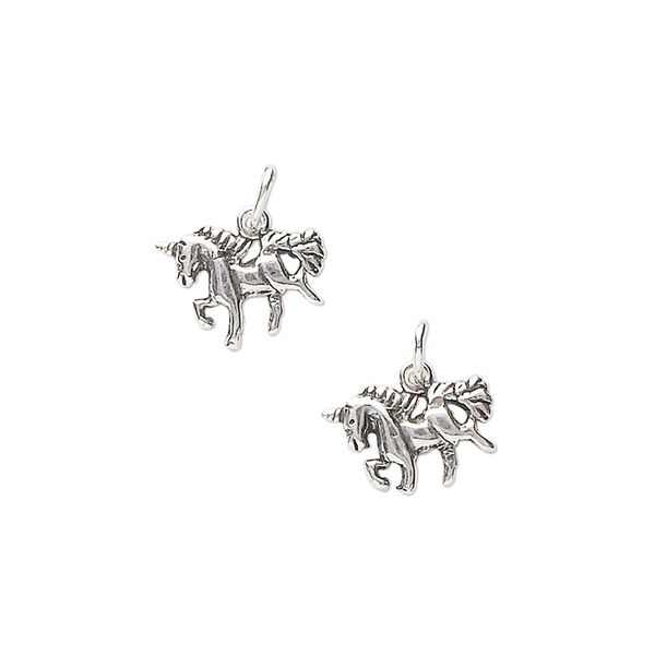Charm, sterling silver, 12x9mm unicorn. Sold per pkg of 2. image number 0