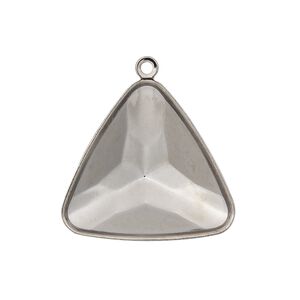 Drop, Almost Instant Jewelry®, gunmetal-plated brass, 27mm faceted triangle with 23mm triangle setting. Sold per pkg of 2.