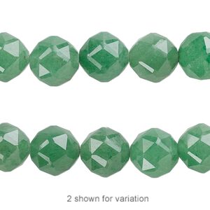 Green aventurine 1pkg1, rose-cut round bead natural 8 inch 10mm