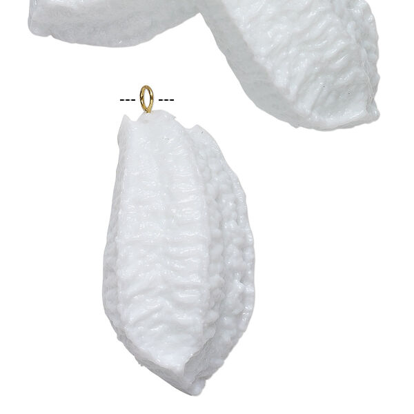 Focal, vintage German acrylic and gold-finished "pewter" (zinc-based alloy), white, 47x24mm Brazil nut shell. Sold per pkg of 3. image number 0