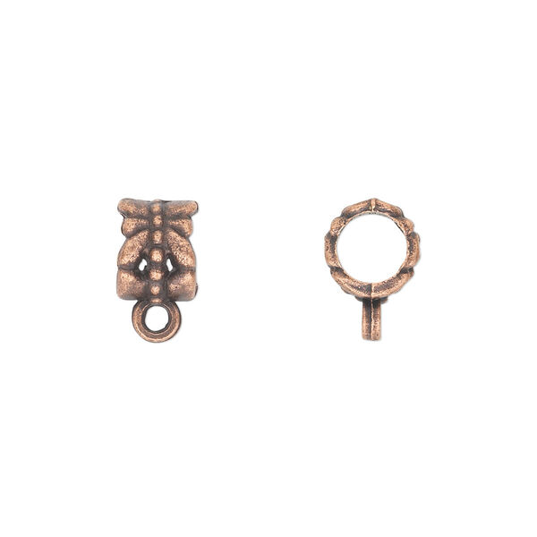Bead, antique copper-plated "pewter" (zinc-based alloy), 8x6mm tube with dragonfly design and closed loop. Sold per pkg of 50. image number 0