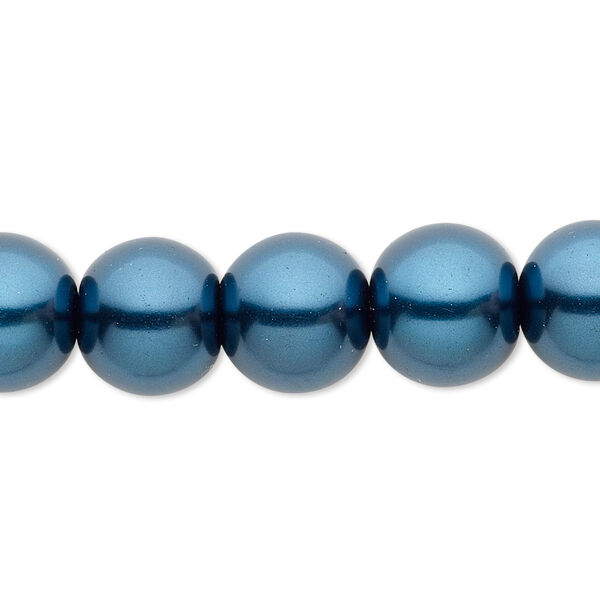 Bead, crystal pearl, teal, 12mm round. Sold per 15-1/2" to 16" strand, approximately 30 beads. image number 0