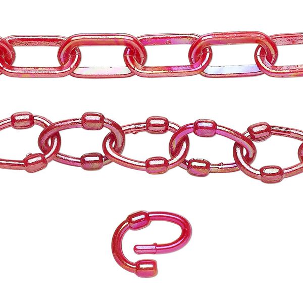 Chain 1pkg5, 7mm oval / 9mm removable oval link, ABS plastic / red AB 16 inch unfinished image number 0