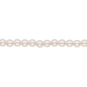 Bead, Czech pearl-coated glass druk, opaque pale pink, 4mm round. Sold per 15-1/2" to 16" strand.