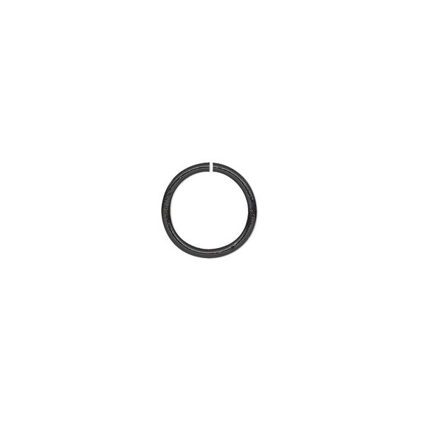 Jump ring, black-finished brass, 10mm round, 8mm inside diameter, 18 gauge. Sold per pkg of 50. image number 0