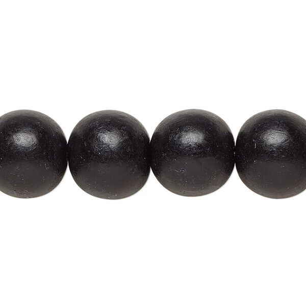 Bead, Taiwanese cheesewood (dyed / waxed), black, 11-12mm round. Sold per pkg of (2) 15-1/2" to 16" strands. image number 0
