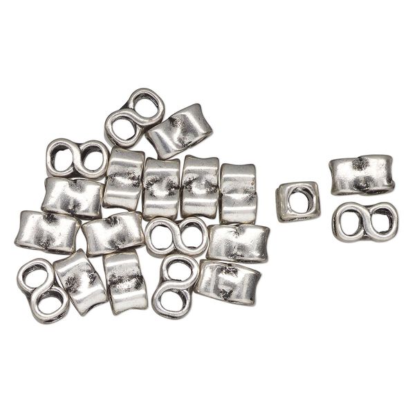 Bead, antique silver-finished "pewter" (zinc-based alloy), 13x9mm infinity loop. Sold per pkg of 20. image number 0
