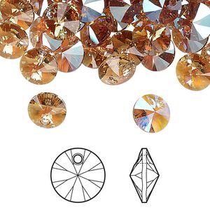 Drop 12pk light Colorado topaz shimmer, Crystal Passions® 8mm pendant mini disk 6428